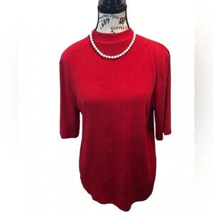 A New Day Large Red Ribbed Knit Blouse S/S Brand New With Tags